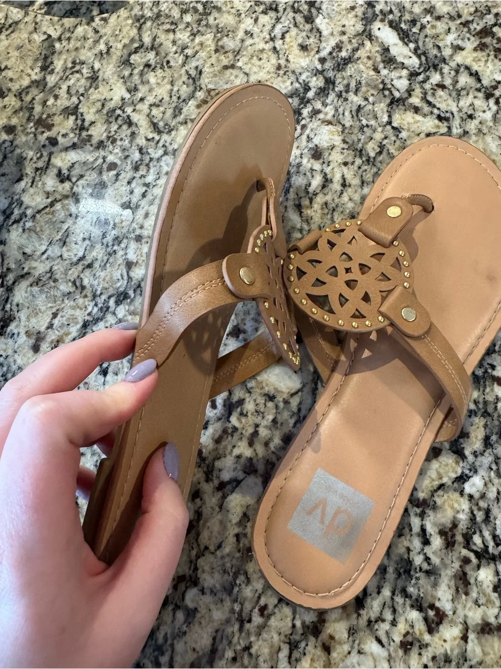 DV by Dolce Vita Tan Cutout Medallion Thong Sandals